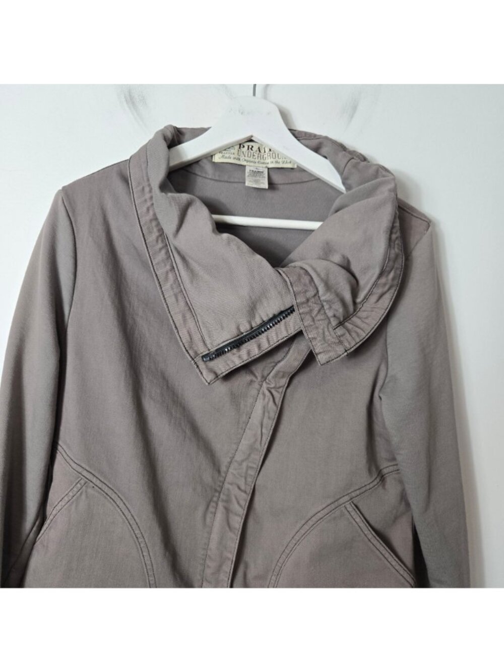 Prairie Underground Size L Tarpaulin Jacket Asymetric Organic Cotton Grey Womens - Picture 2 of 9